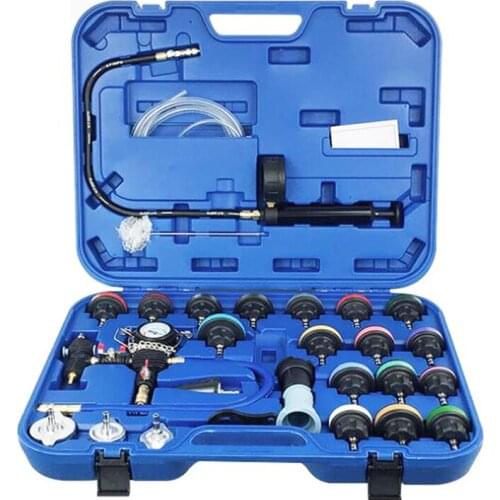 28pcs Water Tank Leakage Tester Universal Radiator Pressure Tester Kit Car Cooling System Tester Detector Pressure Gauge