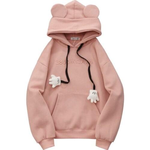 Oversized Hoodie Kawaii Clothes Cartoon Bear Ears Hoodie Pullover Winter Top Korean Casual Loose Harajuku Hoodies Women