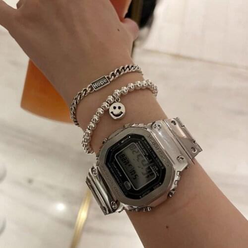 Smiley Face Ball Bracelet Female Plated S925 Sterling Silver Ins Niche Design Couple High-level Sense of Simplicity Elasticity