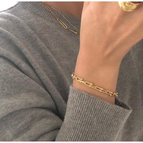 100% Solid Real 925 Sterling Silver Box Chain Link Bracelet for Women Girls Lady 19CM Womens Fine Jewelry Bracelets