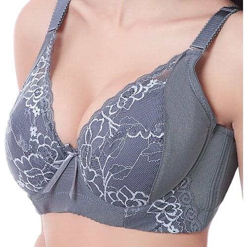 Big Size Sexy Lace Bra Women Underwear Ladies Sexy Push Up Lace Bralette Brassiere Cotton Black Bra 90 95 100 D E Women Lingerie