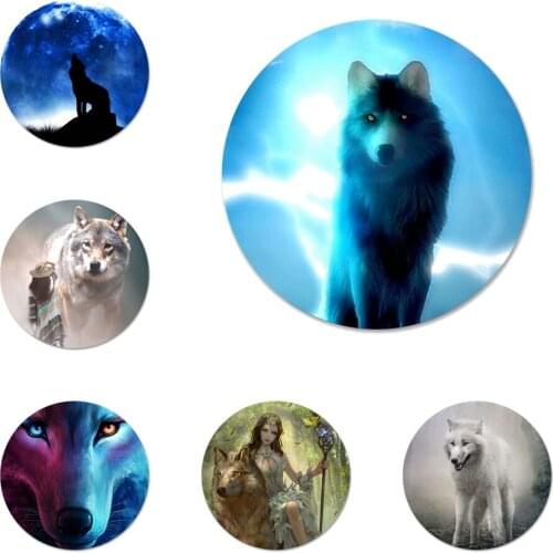 58mm Girl and The Wolf Icons Pins Badge Decoration Brooches Metal Badges For Clothes Backpack Decoration