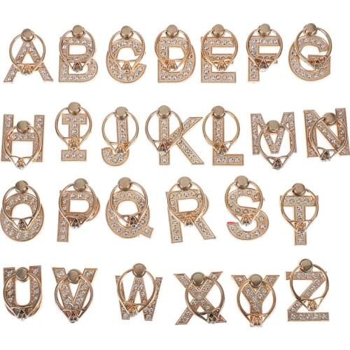1pc 360 Degree Diamond Metal Letter A-Z Finger Ring Smartphone Stand Holder Mobile Phone Holder For All Phone