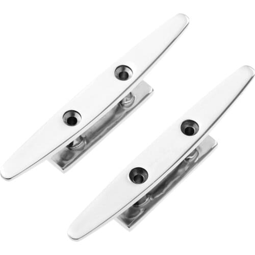 2Pcs 316 Stainless Steel 5" Marine Flat Top Mooring Cleats 125mm Low Silhouette Mount Deck Yachts Car Trailer Boats Rope Cleats