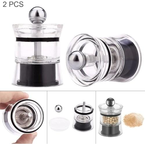 2pcs Seasoning Muller Handy Manual Salt Pepper Mill Grinder Cookware Spice Gadget Kitchen Tools Grinding for Cooking Restaurants