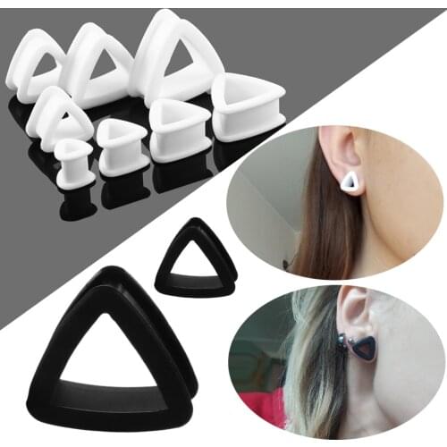 2PCS Silicone Ear Plugs Soft Triangle Thin Silicone Flexible Plug Tunnels Hollow Ear stretchers Expander Earrings Body Jewelry