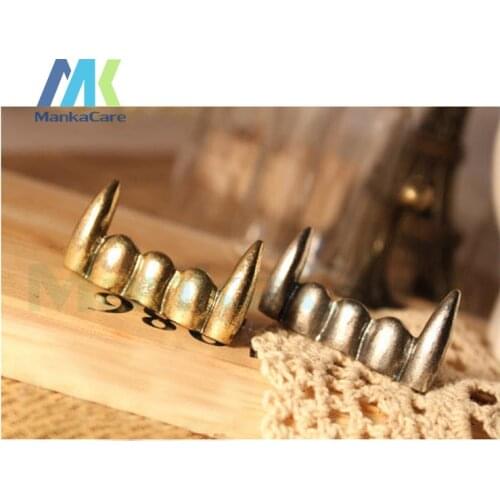 2 pcs Creative personality jewelry devil vampire teeth double finger rings dental hospitals and clinics gift