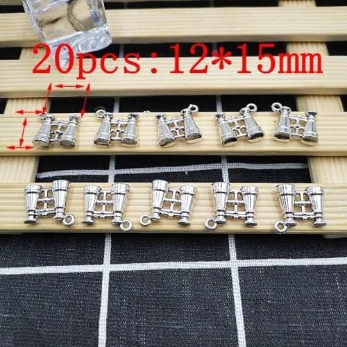 20pcs / 1Pack Personality Jewelry Pendant Accessories Silver Telescope Pendant Model Metal Jewelry Keychain Necklace Pendant