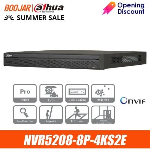 4k Video Recorder dahua international NVR5208-8P-4KS2E 8 Channel 1U 8PoE 4K&H.265 Pro 2HDD