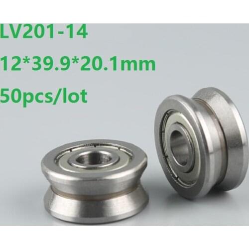 50pcs/lot LV201-14 12x39.9x20.1mm V groove track roller guide bearing Laser Cutting Machine Roller Guideway for CNC part