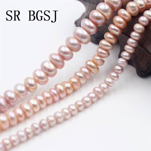 Free Shipping 5-6mm 7-8mm 9-10mm Purple Freshwater Pearl Jewelry Handwork DIY Rondelle Pearl Beads Strand 14"