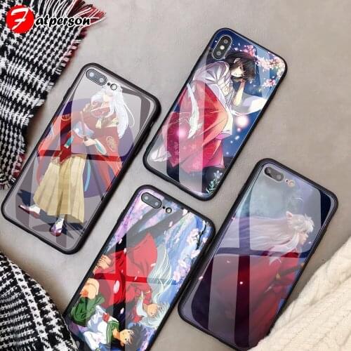Inuyasha DIY Phone Case For iPhone 7 8 6 S Plus capa Tempered Glass Customized Phone Cover for iPhone X XR XS MAX wallpaper