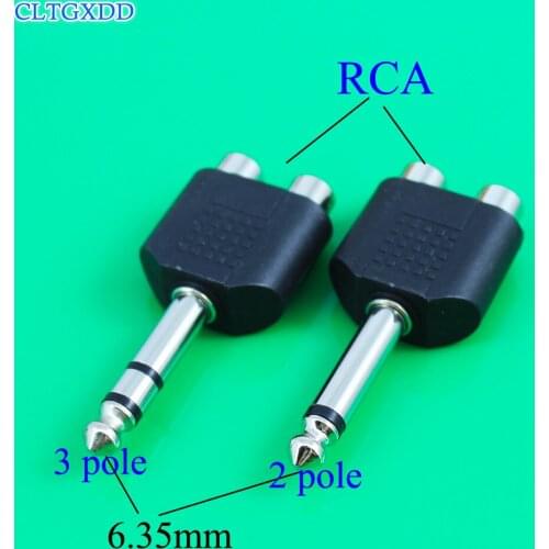 Cltgxdd TRS to RCA Female Plug Terminals video Adapter 6.35 to RCA connectors TRS to Lotus plug audio Plug speaker for Hi-fi