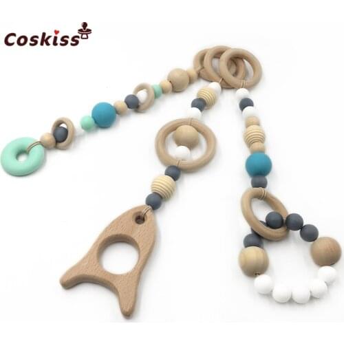 Baby Silicone Teething Toy Wooden Bead Silicone Beads And Ring Into The Baby Teether DIY Safe And Natural Wooden Teether Toys