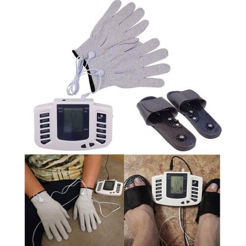 Electrical Stimulator Full Body Relax Muscle Therapy Massager Pulse Tens Acupuncture 16 Pads Slippers Gloves Health Care Tools