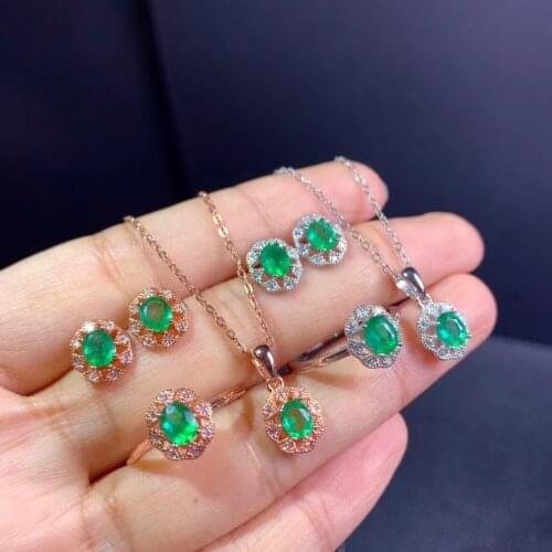 Photo taking single grain gemstone natural emerald suit 925 silver concise world precious gem 100% natural