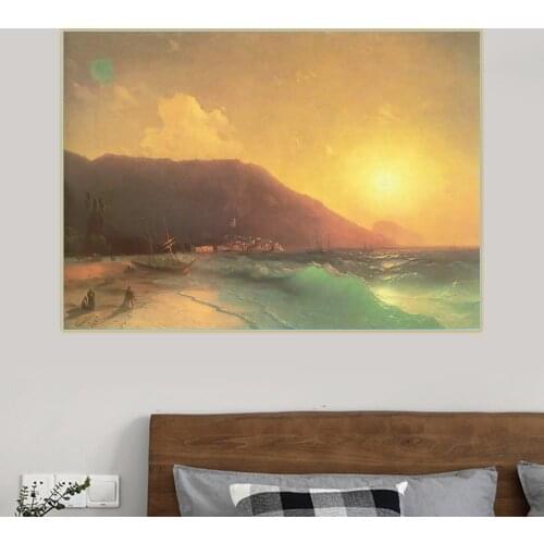 Holover Ivan Aivazovsky"Sea view" Canvas Oil Painting Romanticism Seascape Unframed Poster Picture Aesthetic Wall Home Decor
