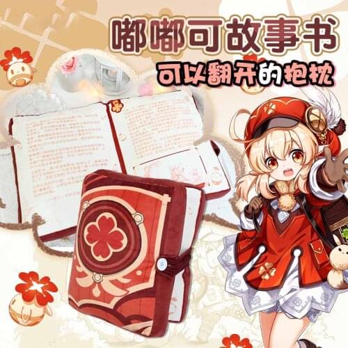Game Anime Genshin Impact Klee Foldable Cartoon Plush Stuffed Story Book Throw Pillow Cosplay Dolls Sofa Cushion Toys Gifts