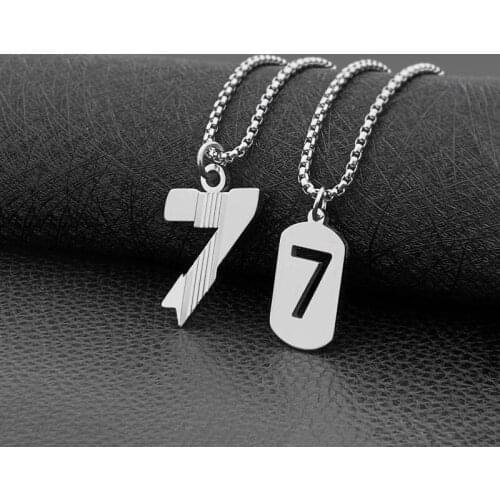 Dainty Tiny Number 2 7 Soccer Football Baseball Pendant Birthday Lucky Cristiano Ronaldo Number Pendant Charm Necklace 50cm
