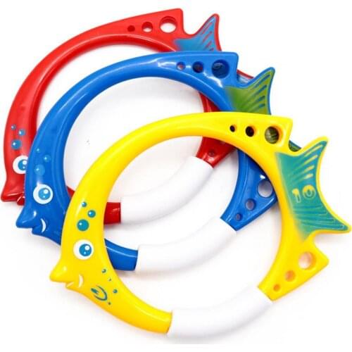 3Pcs Diving Fish Ring Cartoon Safety Plastic Swimming Pool Training Ring Underwater Rings Toys for Kids Diving Fish Ring Trainin