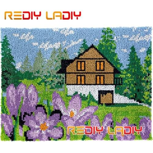 Latch Hook Rug Flowering Garden Plush Wall Hangings DIY Carpet Rug Chunky Yarn Arts Cushion Crocheted Floor Mat Hobby & Crafts