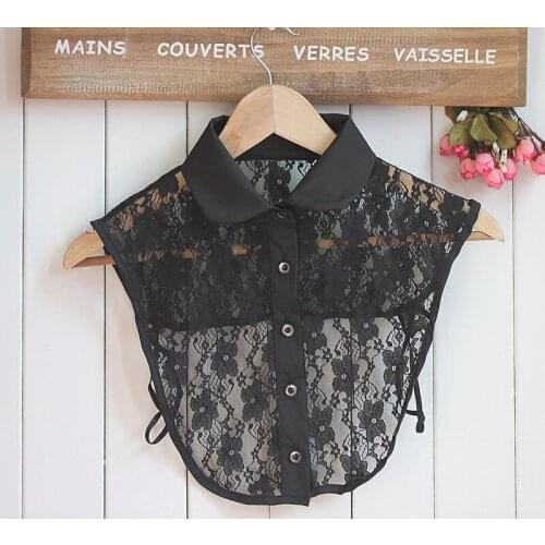 Lace Women Decor Fake Half Lapel Shirt Tops PeterPan Lady Detachable Collar Female Tie Blusas Blouse Top Accessories