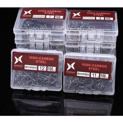 1000Pcs Fishhooks High Carbon Steel Fish Hooks 3#-12# 10 Sizes Assorted Fishing Bait Sharpened 10 Box Bait Hook Jig Holder Tools