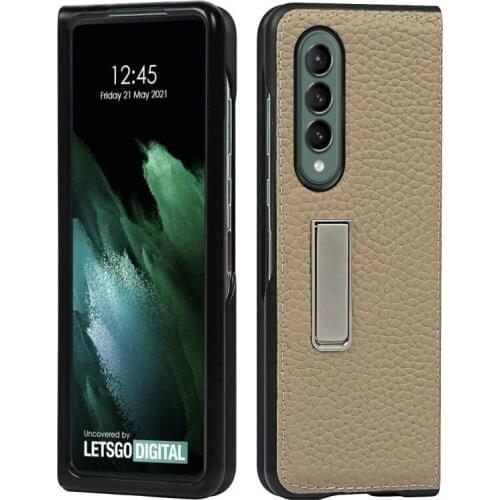 Megnetic Case For Samsung Galaxy Z Fold 3 2 Kickstand Holder Shockproof Luxury Flip Litchi Pattern Leather Z Fold 3 Cover