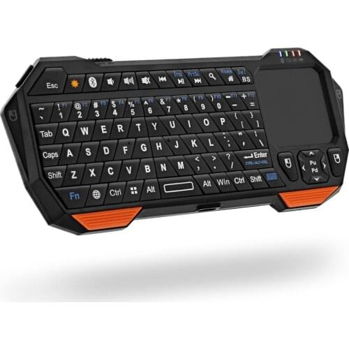 Mini Bluetooth Keyboard QWERTY Keypad Wireless Portable Lightweight with Built-in Touchpad Works with Apple TV PS4 Smartphones