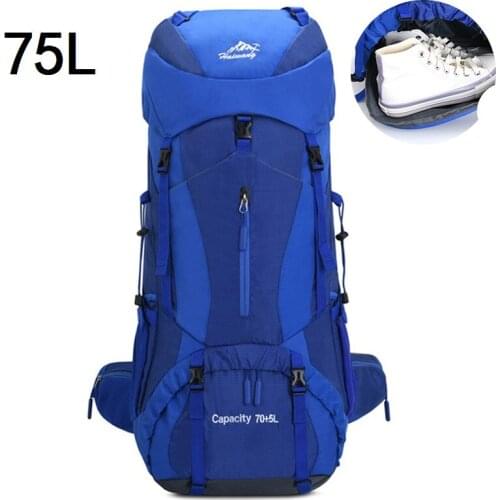 Mens Mountaineering Bag Large 75L Outdoor Backpack for Women Camping Equipment Reflection Design Travel Hiking Backpacks