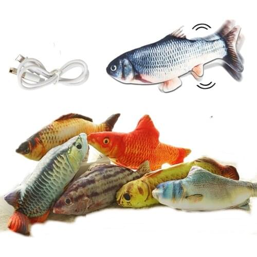 Pet Soft Electronic Fish Shape Cat Toy Electric USB Charging Simulation Fish Toys Funny Cat Chewing Playing Supplies Dropshiping
