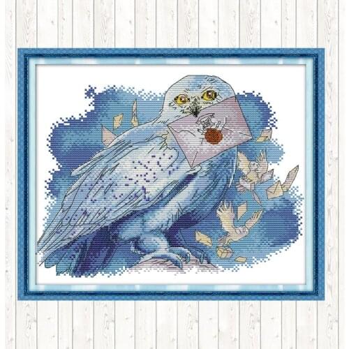 The Messenger Owl Cross Stitch Embroidery Kit DIY Needlework Crafts 14CT 11CT Counted Stamped DMC Cotton Thread Printed Canvas