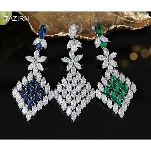 New серьг 5A Cubic Zirconia Drop Earrings Full CZ Long Dangle Earrings Women Gifts Bride Birthday Party Jewelry Accessories
