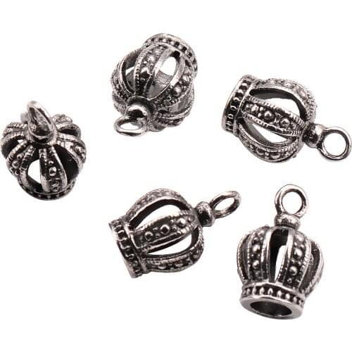 10pcs Stainless Steel Pendant Antique Tone Crown Charm DIY Jewelry Makings Necklace Bracelet Finding