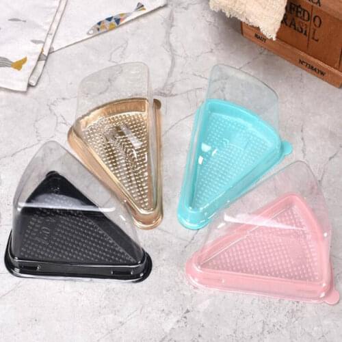 4 Colors Transparent Plastic Cake Box Cheese Triangle Cakes Boxs Blister Restaurant Dessert Packaging