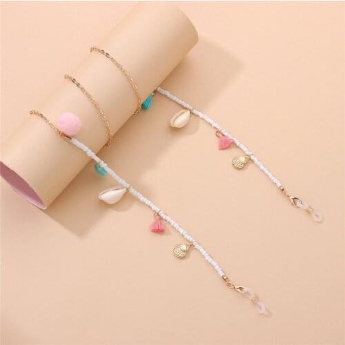 1pcs Shell Eyeglass Strap Reading Glasses Hanging Chain Fashion Sunglasses Spectacles Holder Neck Cord Glasses Slip Metal Chain