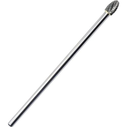 SE-3L6 Tungsten Carbide Burr Lengthened Rotary File Oval Egg Shape Double Cut with 1/4'Shank for Die Grinder Drill Bit