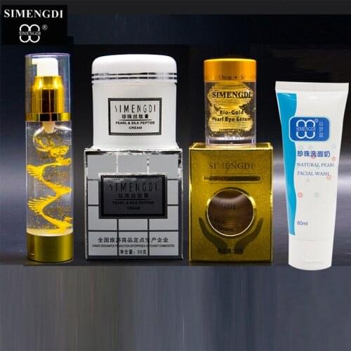 Simengdi Brand Pearl Cream+Bio gold Pearl eye Cream +Pearl Essence Serum+Facial Washing Foam