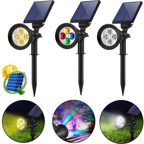 Solar Powered 4/7 LED Lamp Adjustable Solar Spotlight In-Ground IP65 Waterproof Landscape Wall Light Outdoor Garden Lighting