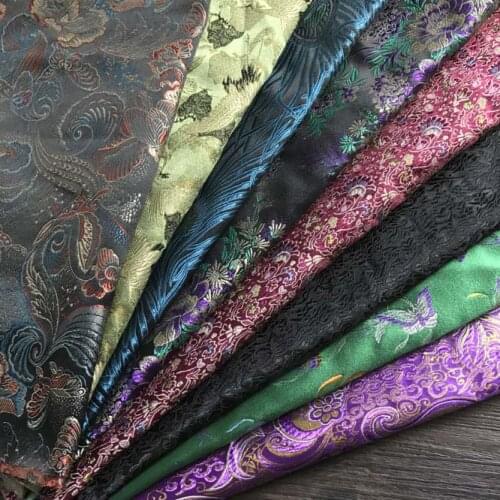 Traditional Elegant Dark Silk Brocade Satin Handmade DIY Fabric, A Variety Of National Style Fabrics