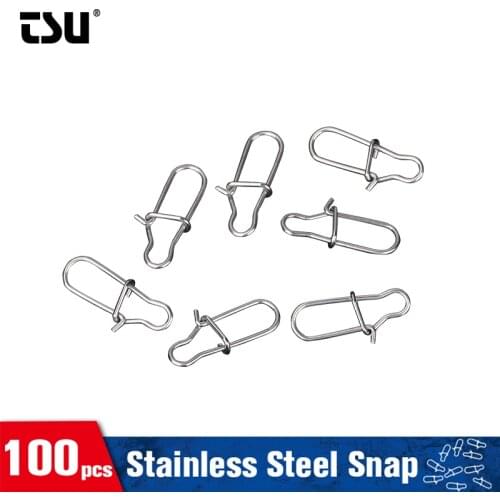 TSURINOYA 100pcs #0 #1 #2 Stainless Steel Fishing Connector Fast Clip Lock Snap Swivel Solid Rings Safety Snap Fishing Hook Tool