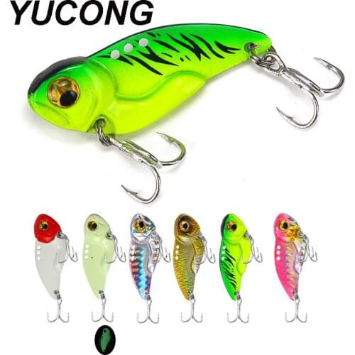 YUCONG 6PCS Metal VIB Lures 8g-15g-20g Shore Casting Jig Spoon Fishing Lures Vibration Artificial Hard Baits With 3X Treble Hook