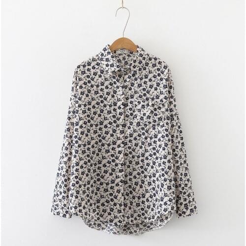 2020 Autumn New WOmen Long Sleeve Turn-down Collar Fashion Floral Blouse Shirts Casual Streetwear Floral Tops Blouses Shirt