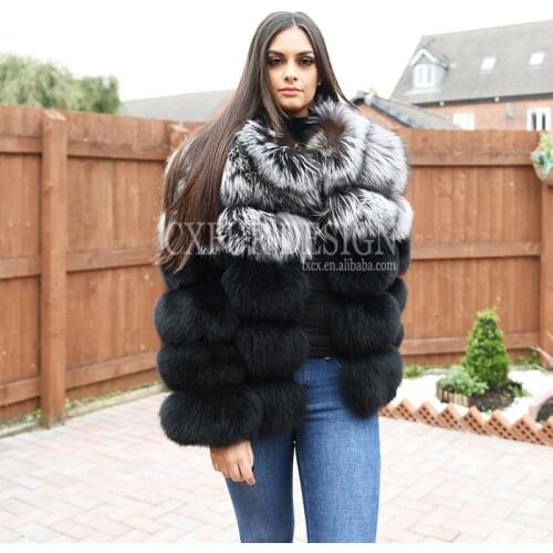 CX-G-A-134A Women Warm Short Winter Genuine Fur Jackets Fashion Outwear Luxury Natural Real Fox Fur Coat For Girls