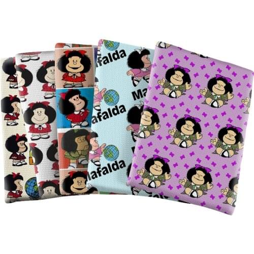 Bubble Fabric Mafalda Cartoon Pattern Cloth Fabric Sewing Home Textile Dress DIY Crafts Fabric 50*145cm