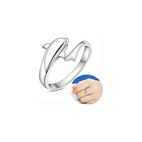 New arrival fashion cute dolphin 925 sterling silver ladies`adjustable finger rings jewelry wholesale birthday gift