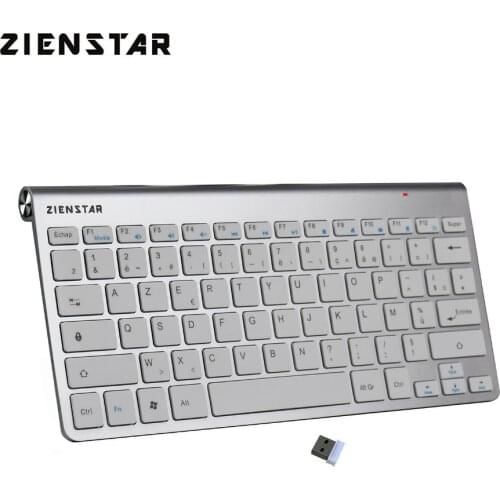 Zienstar AZERTY French Letter Slim 2.4G Wireless Keyboard for MACBOOK,LAPTOP,TV BOX Computer PC and Smart TV with USB Receiver