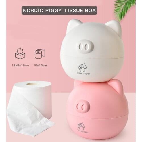 1PC Cute Pig Tissue Box Nordic Roll Paper Storage Box Round Shaped Tissue Box Container Towel Napkin Tissue Holder Dropshipping
