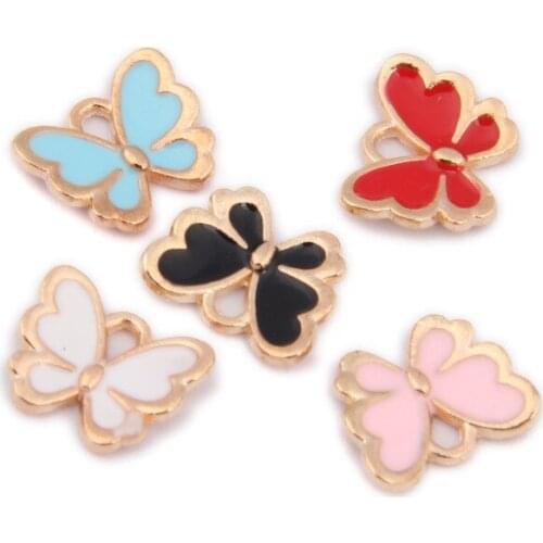 10pcs/pack Butterfly Animal Enamel Charms for Earring Bracelets DIY Jewelry Making So Beauty