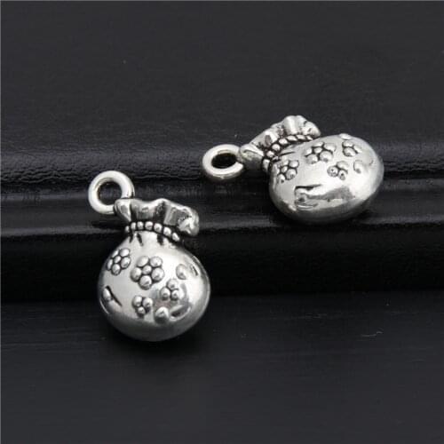 15pcs Moneybag Charms Silver Color Beautiful Flowers Bags Purse Wallet Pendant Jewelry Supplies Drops A2921